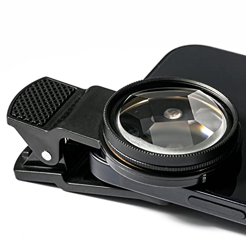 Cell Phone Special Effects Filter, 37mm Fractal Glass Filter Quad Prism Lens Filter, with Detachable Clip