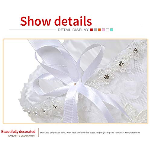 Daxin Lace Wedding Flower Girl Basket for Western Style Wedding Ceremony Party Supplies Classic and Elegant Round Basket with Handle