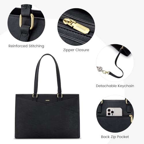Image of Laptop Tote Bag for Women 15.6 Inch Waterproof Leather Computer Laptop Bag Women Business Office Work Bag Briefcase Large Travel Handbag Shoulder Bag