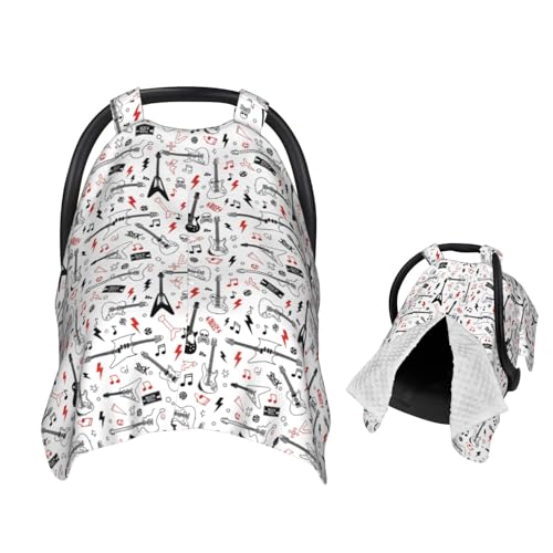 Muishi Guitars Rock and Roll Baby Car Seat Canopy Nursing Cover for Newborn Car Seat Breastfeeding Covers Blanket Newborn Shower Gift