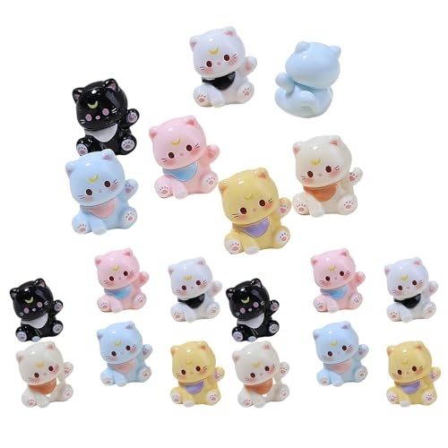Cartoon Cat Miniature Resin Charms - 18pcs Realistic Designs Cream Glue & Resin Craft Set for Miniature Landscapes, Dollhouse, Fairy Gardens, Aquariums & Home Decor Handmade Ornaments