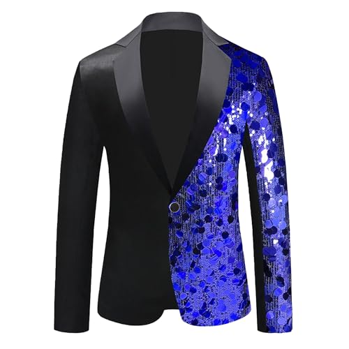 Men's Shiny Stylish Dinner Tux Dress Suit Fashion Sequin Prom Blazer Classic Slim Fit Casual Sport Coats