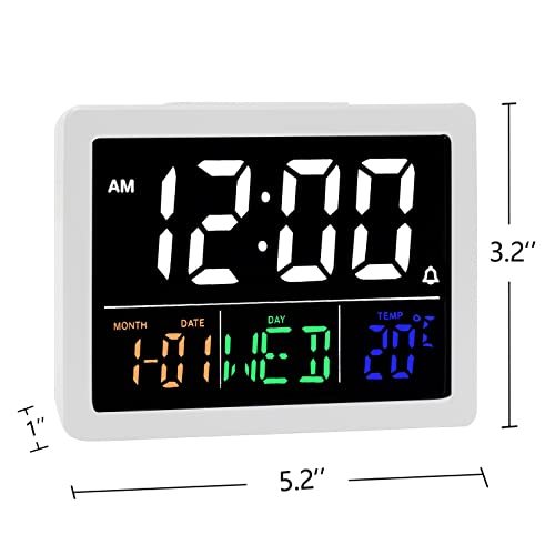 Digital Alarm Clock, With 5.5" Large Led Time Display, Adjustable Alarm Volume, 6 Level Brightness, Alarm Settings, Usb Charger, Temperature Detect, Snooze, Clocks For Bedroom, Bedside, Desk, White #TOP1