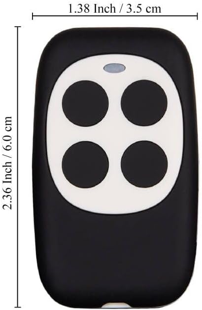 Image showing the dimensions of the XIHADA Universal Remote: 2.36 inches (6.0 cm) length and 1.38 inches (3.5 cm) width.