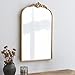 Meolyx 1 Set Vintage Mirror 20x30 Gold Antique Baroque Arched Ornate Traditional Brass Mirror and 8.5x12 Vintage Vanity Makeup Desk Table Mirror for Bathroom Entryway Living Room Hallway Fireplace