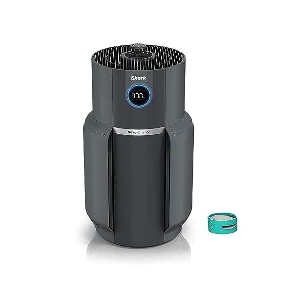 Shark HP301 NeverChange Air Purifier MAX, 5-year filter, save $300+ in filter replacements, Whole Home, 1300 sq. ft., Odor Neutralizer Technology, captures 99.98% of particles, dust, smells, Grey