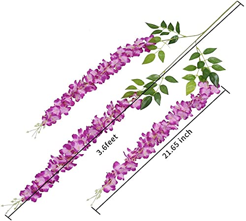Image of Artificial Hanging Wisteria Flower Vine, Dark Purple - Pack of 6