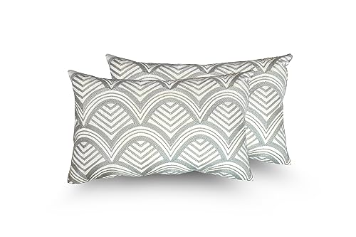 Juego de 2 Cojines 30x50cm 80% Poliéster + 20% Algodón para Sofa con Relleno Incluido Extra Suave al Tacto, Cojines Estampado Decorativo Hogar - Vieira Gris