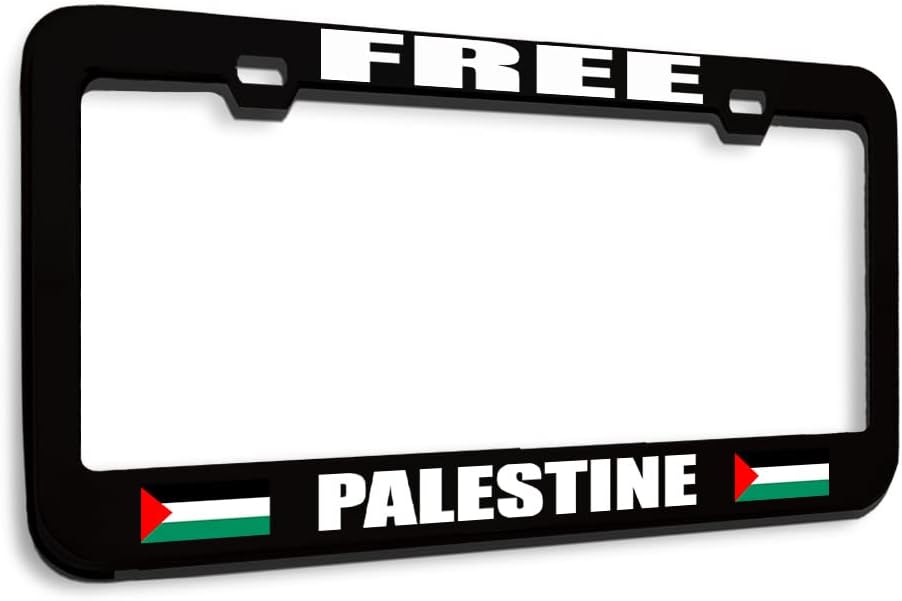 Speedy Pros Metal License Plate Frame Free Palestine Palestinian Country Metal Tag Holder Car Accessories Stainless Steel 2 Holes 1 Frame
