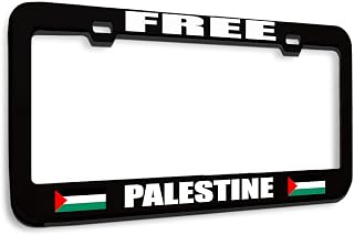 Speedy Pros Metal License Plate Frame Free Palestine Palestinian Country Metal Tag Holder Car Accessories Black 2 Holes 1 Frame