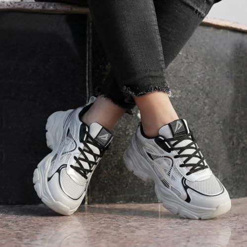 Image of Impakto Women Chunky Sneakers | Lightweight & Breathable Upper for Airflow | Shock Absorbing Padded Insole | Skid Resistant Outsole for Firm Grip for Travel, Party & College Casual Shoes