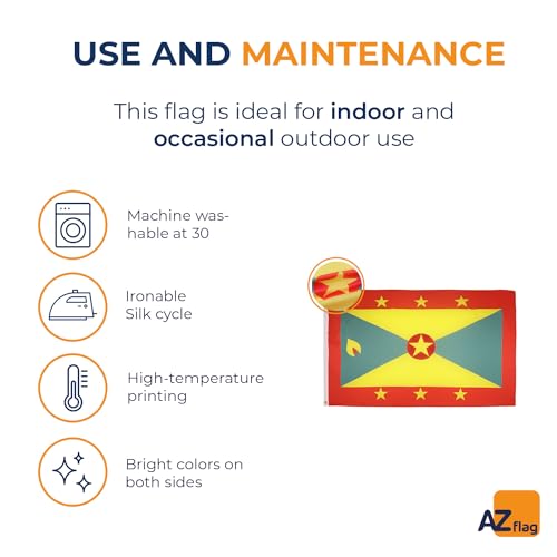 Image of AZ FLAG - Grenada Flag - 3x5 Ft - 100D Polyester Grenadian Banner with Two Metal Grommets - Fade Resistant - Vivid Colors - 3' x 5' Feet - 150x90 Cm
