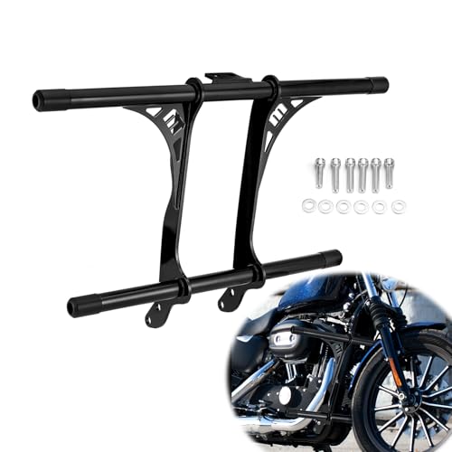 Wsays Crash Bar Front Highway Engine Guard Flat-Out Bar Compatible with Harley Sportster XL 883 1200 2004-2022 with Forward or Mid Control Models, Gloss Black
