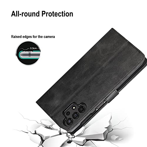 Cresee Compatible With Samsung Galaxy A13 Lte / A13 4G Case, Pu Leather Wallet Flip Cover [3 Card Slots 1 Money Pocket] [Magnetic Closure] [Stand Kickstand] Folio Phone Case For Galaxy A13 - Black #TOP6