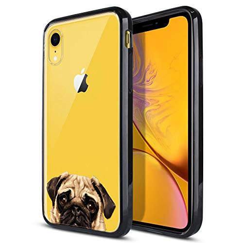 FINCIBO Case Compatible with Apple iPhone XR 6.1 inch, Slim Shock Absorbing TPU Bumper + Clear Hard Protective Case Cover for iPhone XR - Pug Puppy Dog
