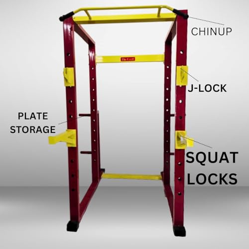 Image of Commercial Power Rack 4X2 Pipe Structure Welded Heavy Duty Strength Training Rack J-Lock, Squat-Lock Pairs| Squats,Benchpress,Deadlifts| Multi-Functional Power Rack with Pull-up bar (TC175)