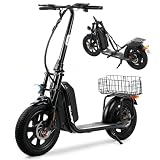 iScooter F7 E Scooter mit Straßenzulassung, 500W Motor, 20 km/h Höchstgeschwindigkeit und 100Km Max Reichweite, 16 × 3.0 Zoll Fat Tire E Roller mit Klapprad Korb und Lenker, Elektroroller mit App
