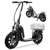 iScooter F7 E Scooter mit Straßenzulassung, 500W Motor, 20 km/h Höchstgeschwindigkeit und 100Km Max Reichweite, 16 × 3.0 Zoll Fat Tire E Roller mit Klapprad Korb und Lenker, Elektroroller mit App