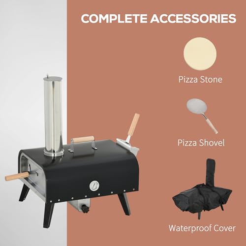Outdoor Pizza Oven with 12" Rotating Stone, Peel and Cover, Portable Pellet Wood Fired Pizza Maker with Foldable Legs, Stainless Steel Pizza Grill for Outside, Backyard, Outdoor Kitchen - Image 7