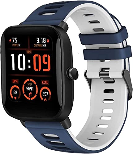 Fleshy Leaf 20MM Bands Compatible with Amazfit GTS/GTS2/ GTS 3/GTS 2e/GTS 2 mini/GTS 4 mini/Bip U Pro/Bip/Bip Lite/Bip S/Bip S lite/Bip U/Bip 3/Bip 3 Pro Watch Replacement Straps (Navy White) - Image 2