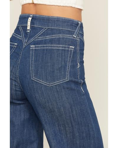 Image of ARIAT Women's Ultra High Rise Westie Yoke Wide Leg Jeans, Rinse, 32 Short