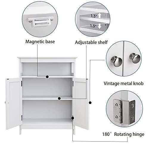 Oqsc Bathroom Floor Cabinet Freestanding Storage Cabinet With Adjustable Shelf And Doors For Bathroom Living Room Kitchen (Two Doors, White) #TOP2