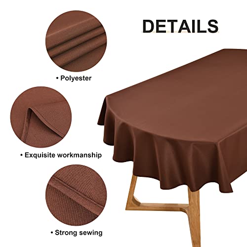 Wolkemer Oval Tablecloth 60 x 84 Inch Washable Fabric Table Cloth Solid Chocolate Table Cover for Dining Wedding Party Banquet Tabletop Decoration by Wolkemer - Used condition - Image 5