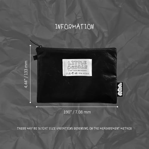 Image of Monolike Little Doodle Flat Pouch, Black - Makeup Bag, Cosmetic Bag, Travel Bag, Toiletry Bag, Organizer, Storage Bag