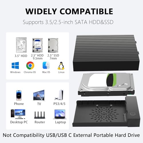 Evita pérdidas de datos con esta carcasa disco duro 3.5 con adaptador de corriente estable 3