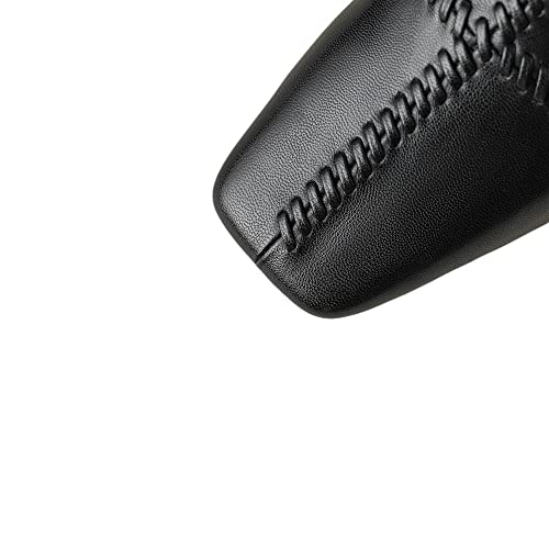 TinaCus Genuine Leather Women's Square Toe Handmade Stitch Comfortable Slip On Flat Shoes2