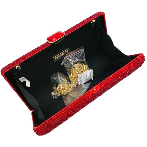 Image of Boutique De FGG Crystal Evening Bags for Women Formal Party Box Clutch Wedding Rhinestone Handbags Bridal Clutch Purse,Mini