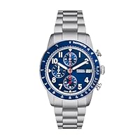 Fossil Men's Silver Stainless Steel Sport Tourer Analogue Watch, 42mm