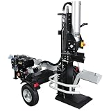 Benzin Holzspalter 35 Tonnen – Profi Brennholzspalter mit 10,1 PS Motor, Stehend nutzbar, hydraulischer Spalter für hartes Holz Vertikal Holzspalter 35t max 510mm