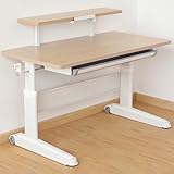 HCZKIUJY Stehpult mit versteckten Schubladen und Bücherregalen, per Handkurbel Verstellbarer Büroschreibtisch, mobiler Stehpult für das Home Office – Weiß （100x60cm）