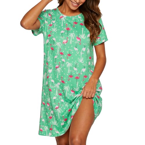 Image of American Trends Nightgowns for Women Cotton Night Shirts Short Sleeve Knee-Length, Sleep Shirts Summer Pajamas Sleepwear