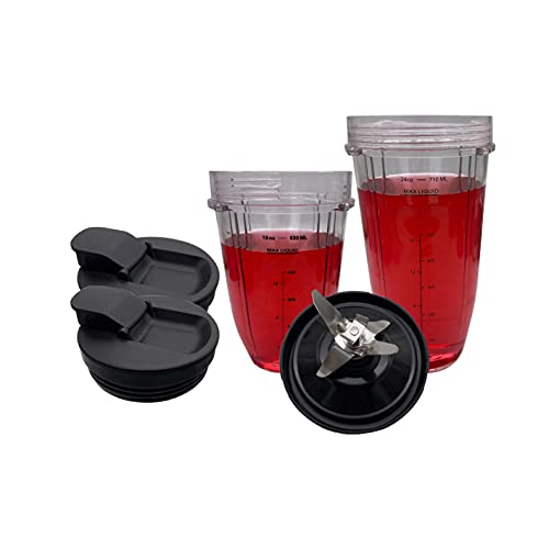 Replacement 18oz/24oz Cup with Spout Lid with Pro Extractor Blades with 6male Gear,Compatible with Nutri Ninja Pro Blender: BL450 70 900W/BL454 1000W BL 481 70/ BL480-70/BL482 70 1100W