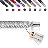 LUNA Premium Shisha Carbon Mundstück | Hochwertige und Robuste Carbon Mundstücke in verschiedenen Designs | Handlich und Federleicht | Ideales Zubehör Geschenk | ca. 40 cm lang (Silber)