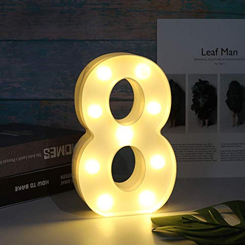 Ykb Led Marquee Number Lights Sign, Warm White Led Number Lights Up Number Light, Battery Operated Night Lights For Confession Wedding Party Birthday Christmas Home Bar Decoration (8) #TOP1