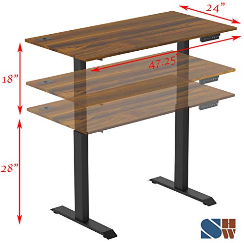 Shw Memory Preset Electric Height Adjustable Standing Desk, 48 X 24 Inches, Walnut #TOP2