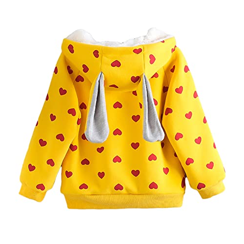 Baby Toddler Girls’ Sherpa Fleece Lined Jacket Kids Ears Hoodie Outwear Coat Winter Long Sleeve Sweatshirt Outfit Huang 120 #TOP1