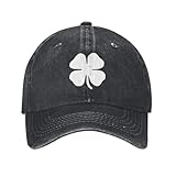 Gorra de béisbol unisex con estampado de trébol de cuatro hojas, ajustable, sin construir, gorra de béisbol para papá y camionero, Negro, Talla única