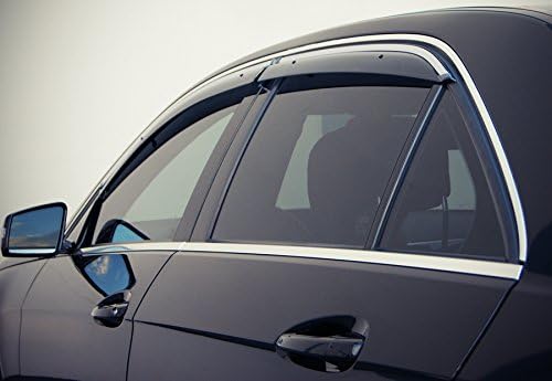 WellVisors Window Visors Wind Deflectors Compatible with Mercedes-Benz 2010-2016 E-Class Sedan W212 with Chrome Trim Rain Guards 3-847MB013