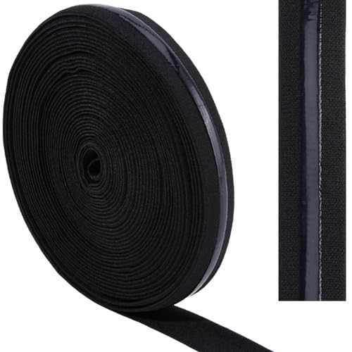 GORGECRAFT 10Yds*22mm Non-Slip Silicone Elastic Gripper Band Stretch Grip Tape Trim Ribbon Sewing Rubbers Webbing Belt Waistband Spool for Sewing Clothes Garment Crafts Sports Shorts Black