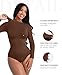 FeelinGirl Shapewear Bodysuit Fashion Long Sleeve Bodysuits Body Suit Tummy Control Tops Plus Size Dark Brown X-Large-XX-Large