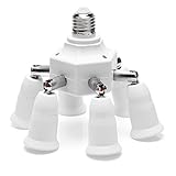 Light Socket Splitter JACKYLED 6+1 E26 E27 Adapter Converter 7 in 1 for Standard Light Bulbs 360 Degrees Adjustable 180 Degree Bendable