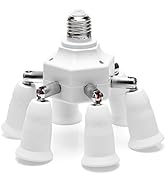 JACKYLED 7 in 1 Light Socket Splitter 6+1 E26 E27 Adapter Converter for Standard Light Bulbs 360 ...