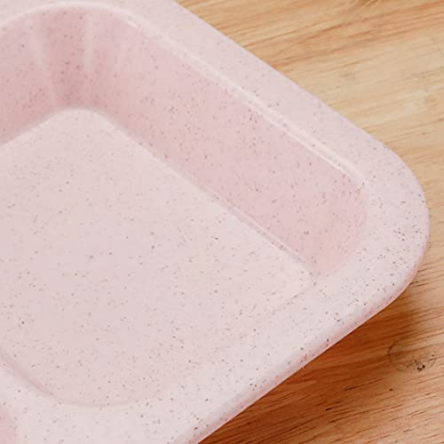 Lianth Divided Plates For Adults Wheat Straw Plastic Plates 4Pcs Set School Lunch Trays #TOP3
