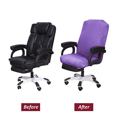 Image of SARAFLORA Office Chair Covers Stretch Washable Computer Chair Slipcovers for Universal Rotating Boss Chair Large Size, Light Purple