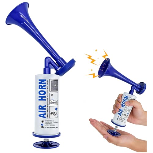 pangutheos Buzina ar comprimido, buzina de ar bomba manual portátil, buzinas para animar futebol, barco desportivo segurança para barcos, eventos desportivos, festas, alertas (azul)