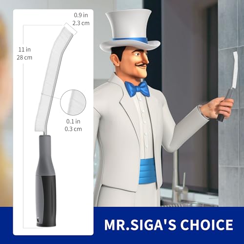MR.SIGA Crevice Cleaning Brush with Handle, Gap Cleaning Brushes for Household Use, Stiff Bristle Brush for Cleaning Grout, Joints in Kitchen, Bathroom, Shower, 2 Pack - Image 2